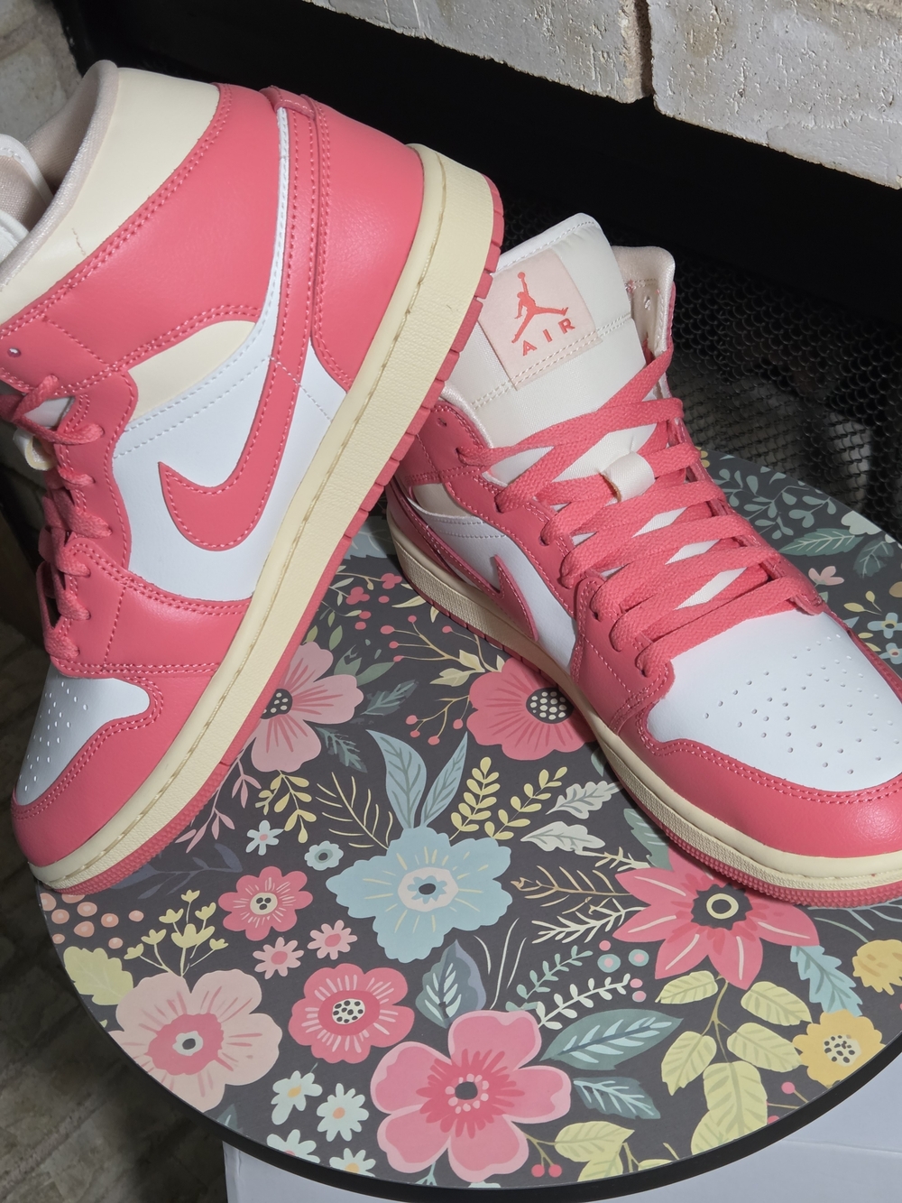 Brand New AJ1-mid Sneakers in Pink and White